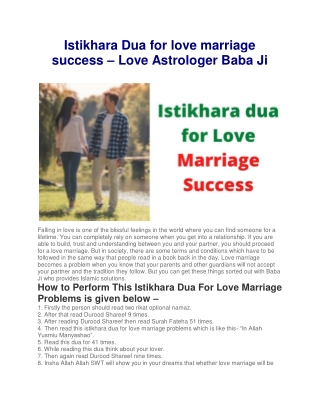 Istikhara Dua for love marriage success – Love Astrologer Baba Ji