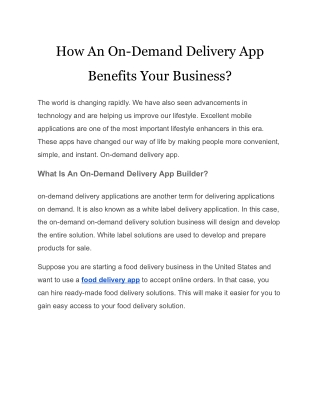 How An On-Demand Delivery App Benefits Your Business?