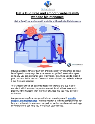 Get a Bug Free and smooth website with website Maintenance