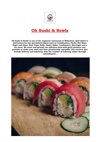5% Off – Oh Sushi & Bowls Japanese Menu Southport, QLD
