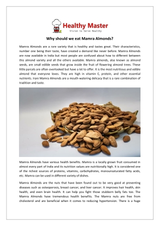 Why should we eat Mamra Almonds