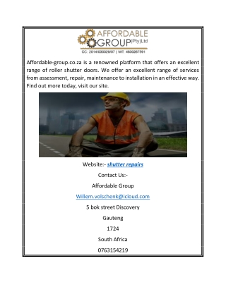 Shutter Repairs | Affordable-group.co.za