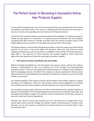 The Perfect Guide To Becoming A Successful Online Hair Products Supplier