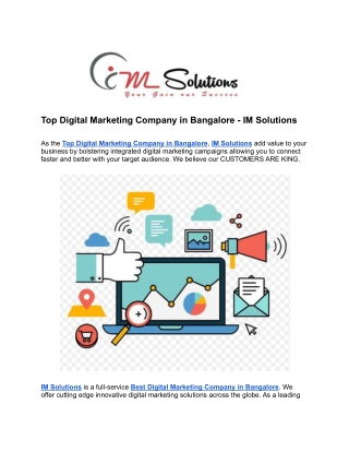 Top Digital Marketing Company in Bangalore - IM Solutions