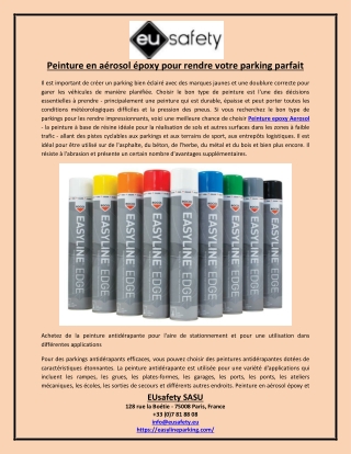 Peinture en aérosol époxy pour rendre votre parking parfait