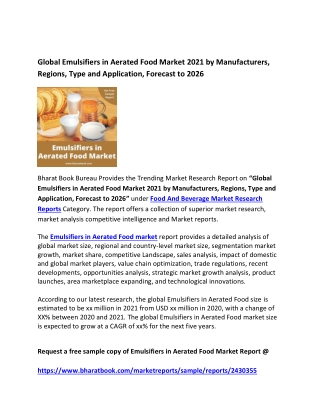 Global Emulsifiers in Aerated Food Market 2021 by Manufacturers Forecast 2026