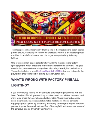 Stern Deadpool Pinball Gets A Whole New Look With Pin Stadium Lights