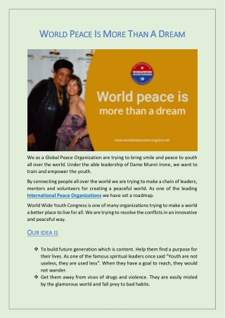 World Peace Is More Than A Dream