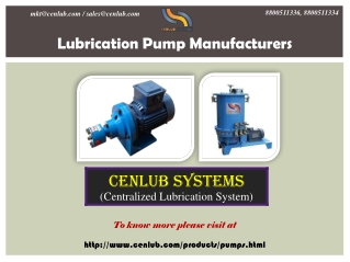 One of The Top Lubrication Pump Manufacturers In India