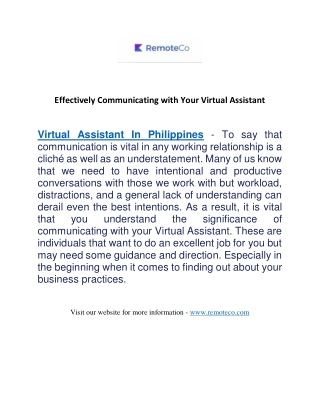 Effectively Communicating with Your Virtual Assistant