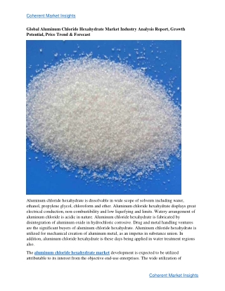 Aluminum Chloride Hexahydrate Market