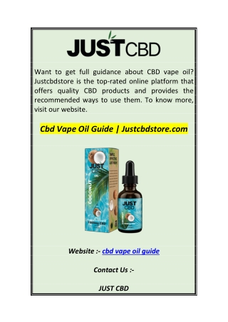 Cbd Vape Oil Guide  Justcbdstore.com 0
