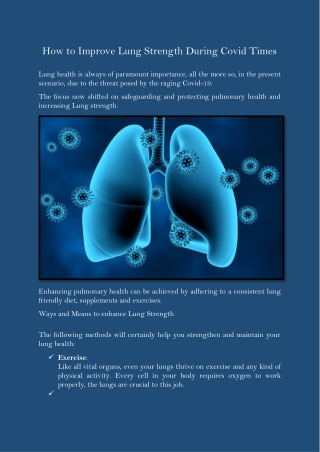 How to Improve Lung Strength During Covid Times