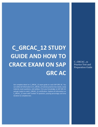 C_GRCAC_12 Study Guide and How to Crack Exam on SAP GRC AC