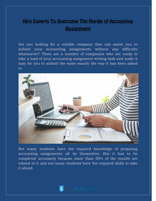 Hire Experts To Overcome The Hurdle of Accounting Assignment