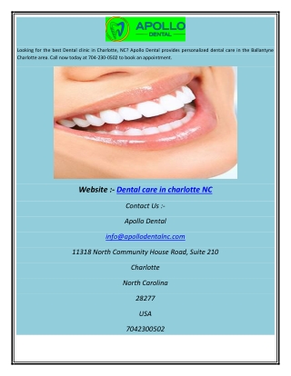 Dental care in charlotte NC ABHI