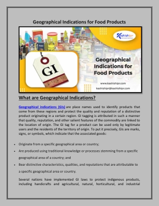 Geographical Indications for Food Products