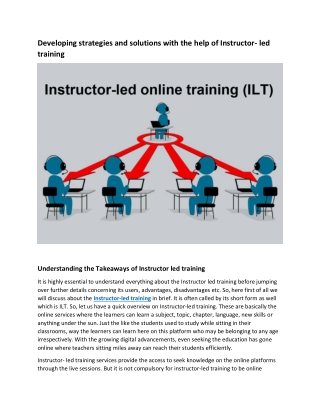 Developing strategies and solutions with the help of Instructor- led training