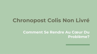 Chronopost Colis Non Livré