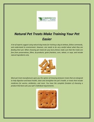 Natural Pet Treats Make Training Your Pet Easier