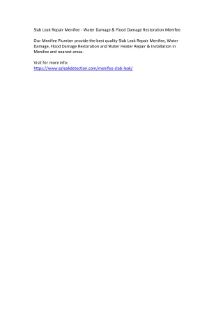 Slab Leak Repair Menifee - Water Damage & Flood Damage Restoration Menifee