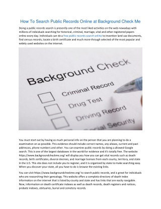 How To Search Public Records Online at Background Check Me