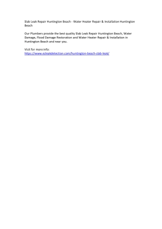 Slab Leak Repair Huntington Beach - Water Heater Repair & Installation Huntingto