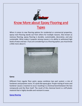 Know More about Epoxy Flooring and Types