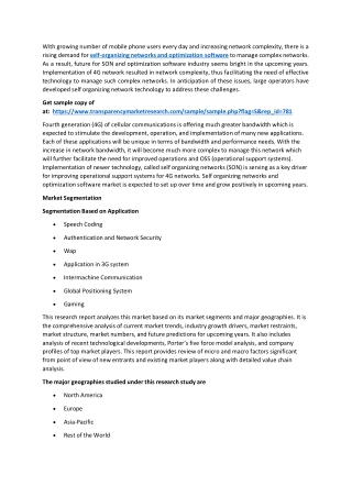 Self-Organizing Networks (SON) And Optimization Software Market