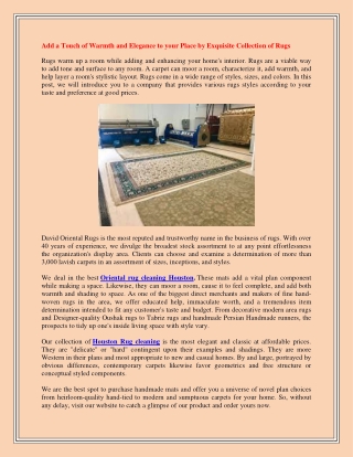 Add a Touch of Warmth and Elegance to your Place by Exquisite Collection of Rugs