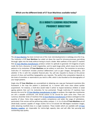 Which are the different kinds of CT Scan Machines available today.docx