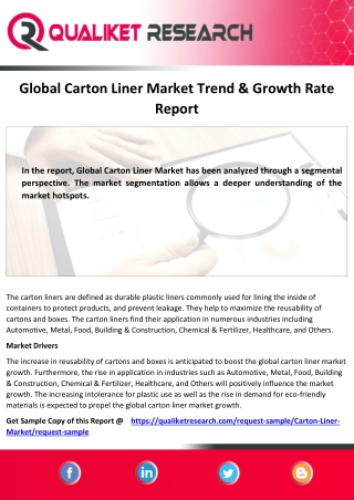 Carton Liner Market Assessment, Opportunities, Insight, Trends, Key Players