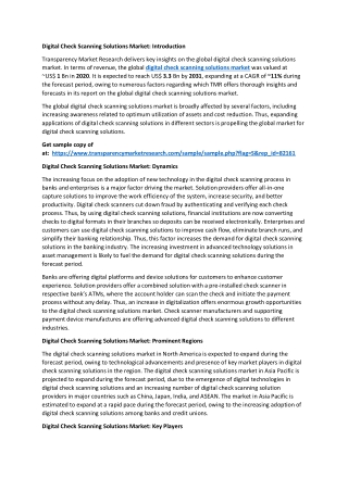 Digital Check Scanning Solutions Market