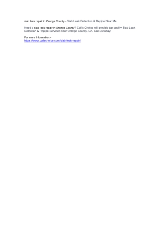 slab leak repair in Orange County - Slab Leak Detection & Repipe Near Me