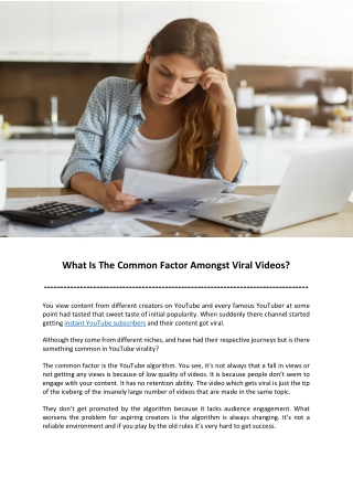 What Is The Common Factor Amongst Viral Videos?