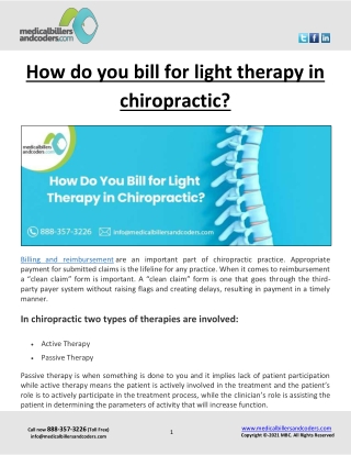 How do you bill for light therapy in chiropractic?