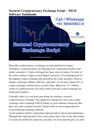 Secured Cryptocurrency Exchange Script - MLM Software Tamilnadu