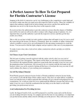 A Perfect Answer To How To Get Prepared for Florida Contractor’s License
