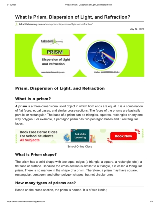 What is Prism, Dispersion of Light, and Refraction pdf_