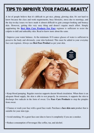 Tips to improve your facial beauty