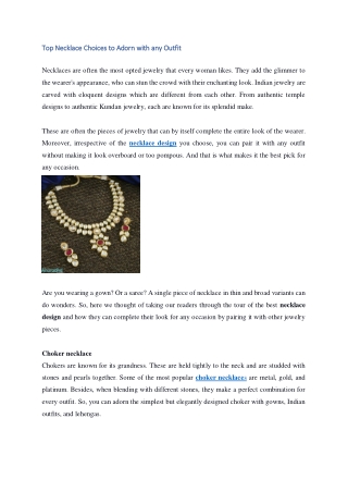 Top Necklace Choices to Adorn with any Outfit