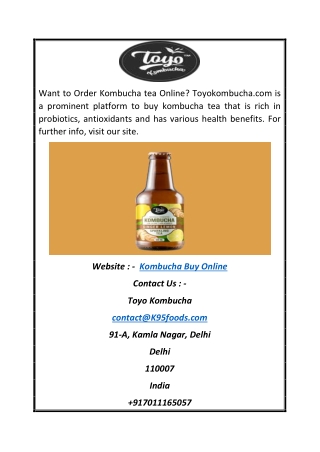 Kombucha Buy Online | Toyokombucha.com