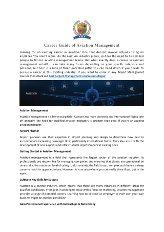 Career Guide of Aviation Management