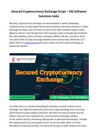 Secured Cryptocurrency Exchange Script - OGSS