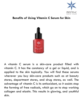 Benefits of Using Vitamin C Serum for Skin