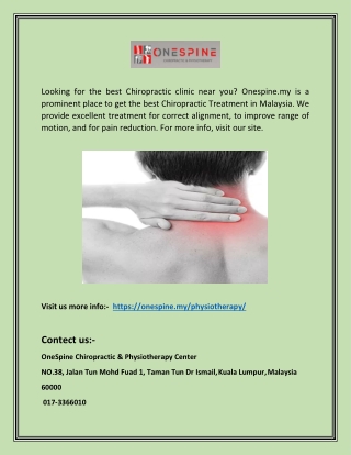 Physiotherapy Treatment in Kl | Onespine.my