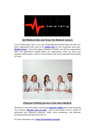 Get Medical Jobs and Grow the Medical Careers