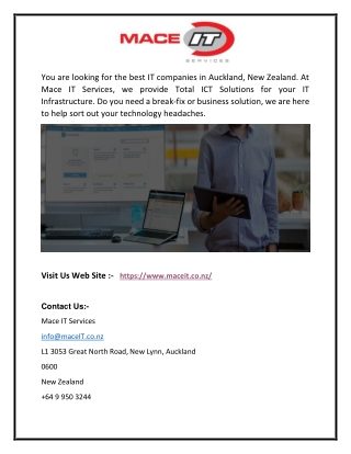 Search The Best IT Companies In Auckland, NZ At Mace IT Services