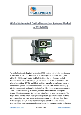 Global Automated Optical Inspection Systems Market