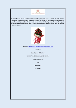 Best Flower Delivery Philippines  Sendflowersphilippines.com.ph